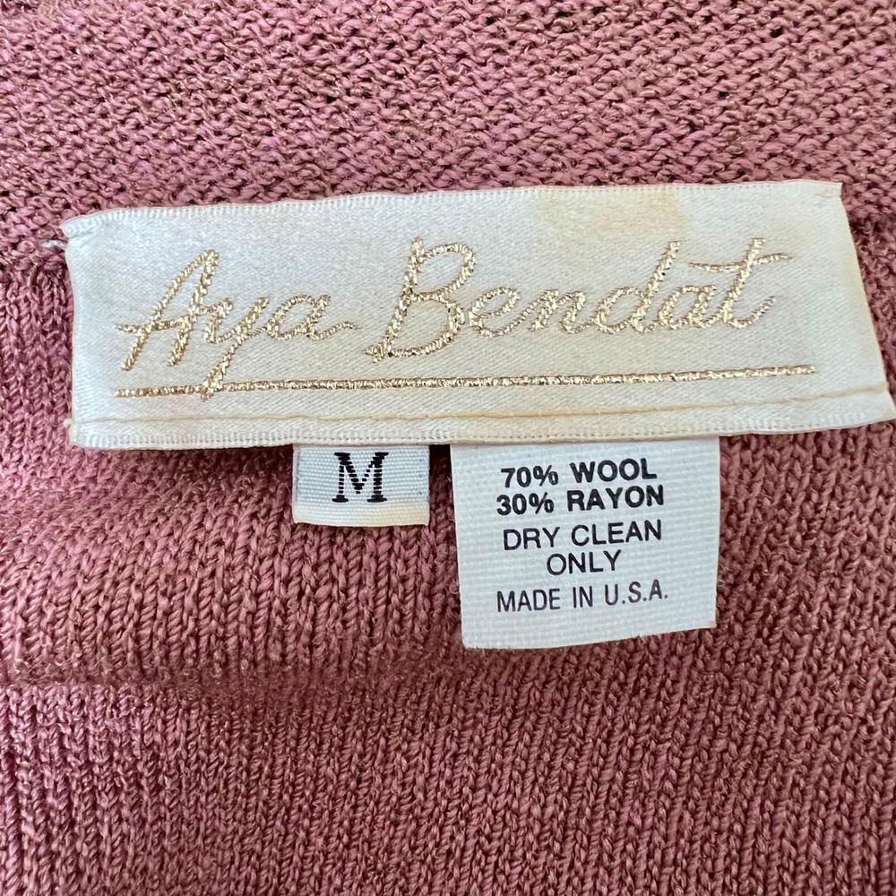 VTG Aya Bendat Cardigan Skirt Set M Wool Rayon Geometric Colorblock Button - Picture 7 of 9
